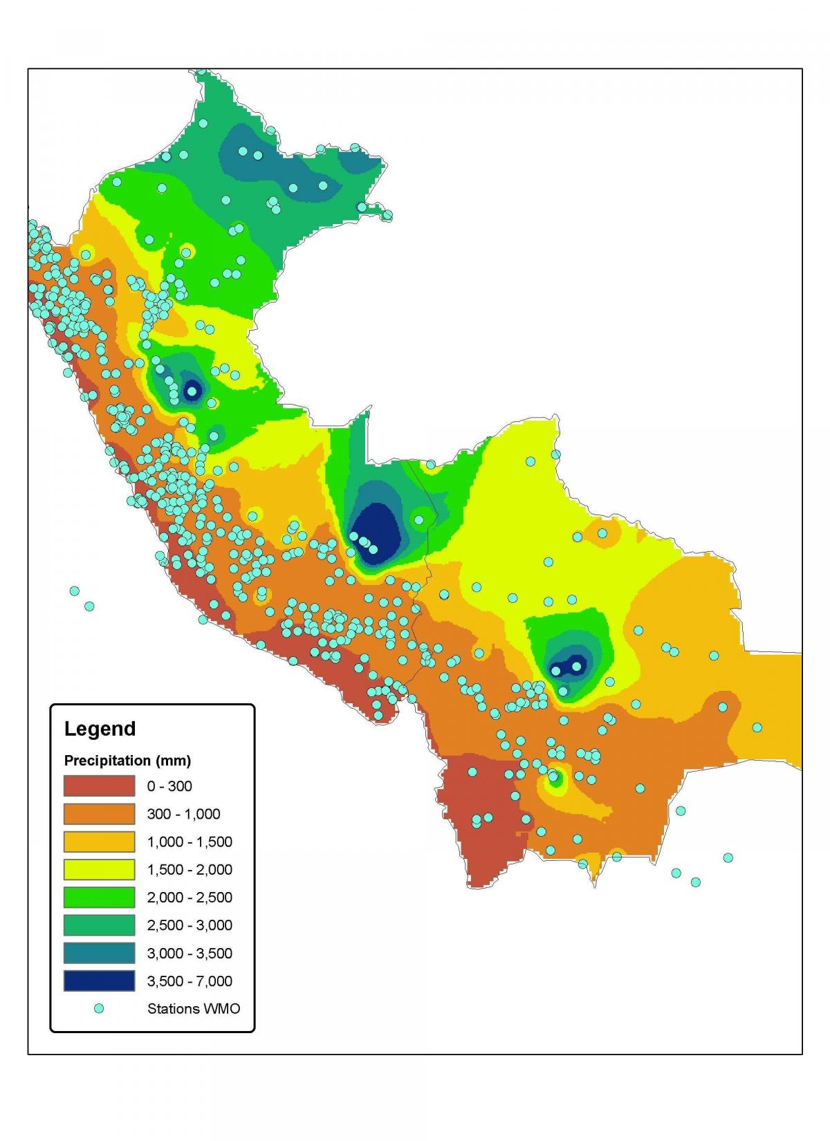 karte Peru klimata