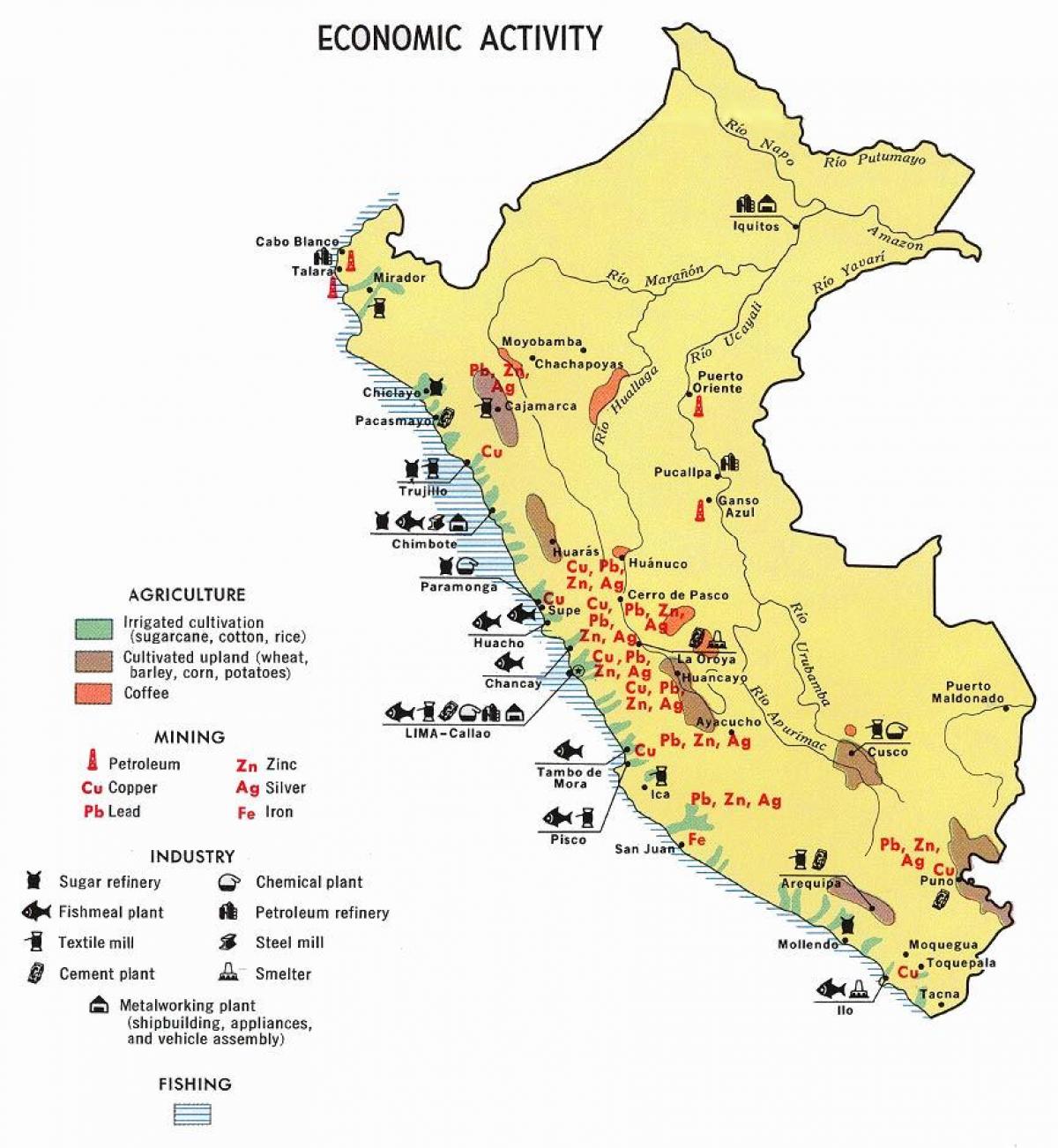 karte Peru lauksaimniecība