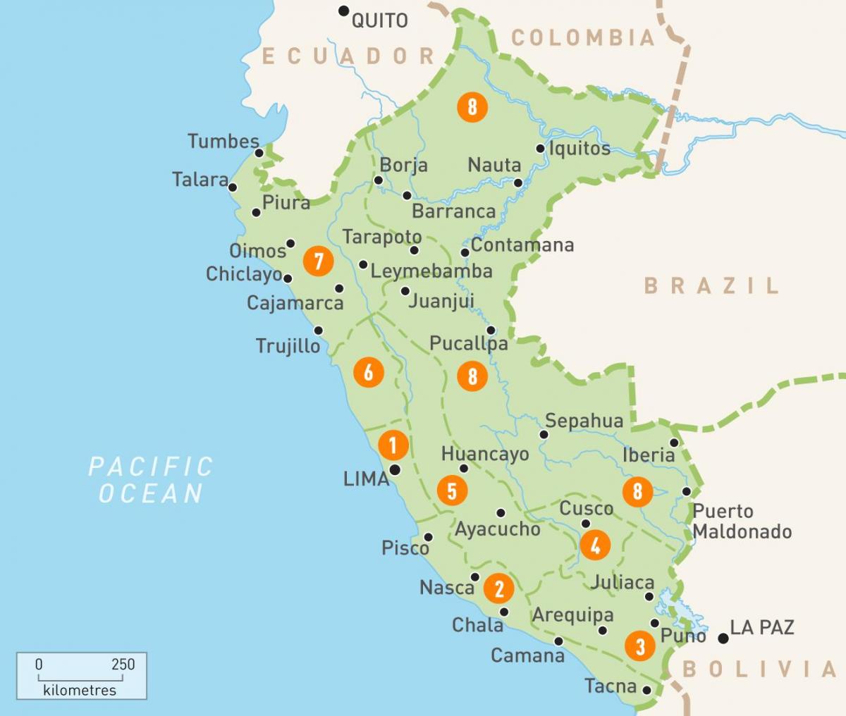 Peru provincēs karte