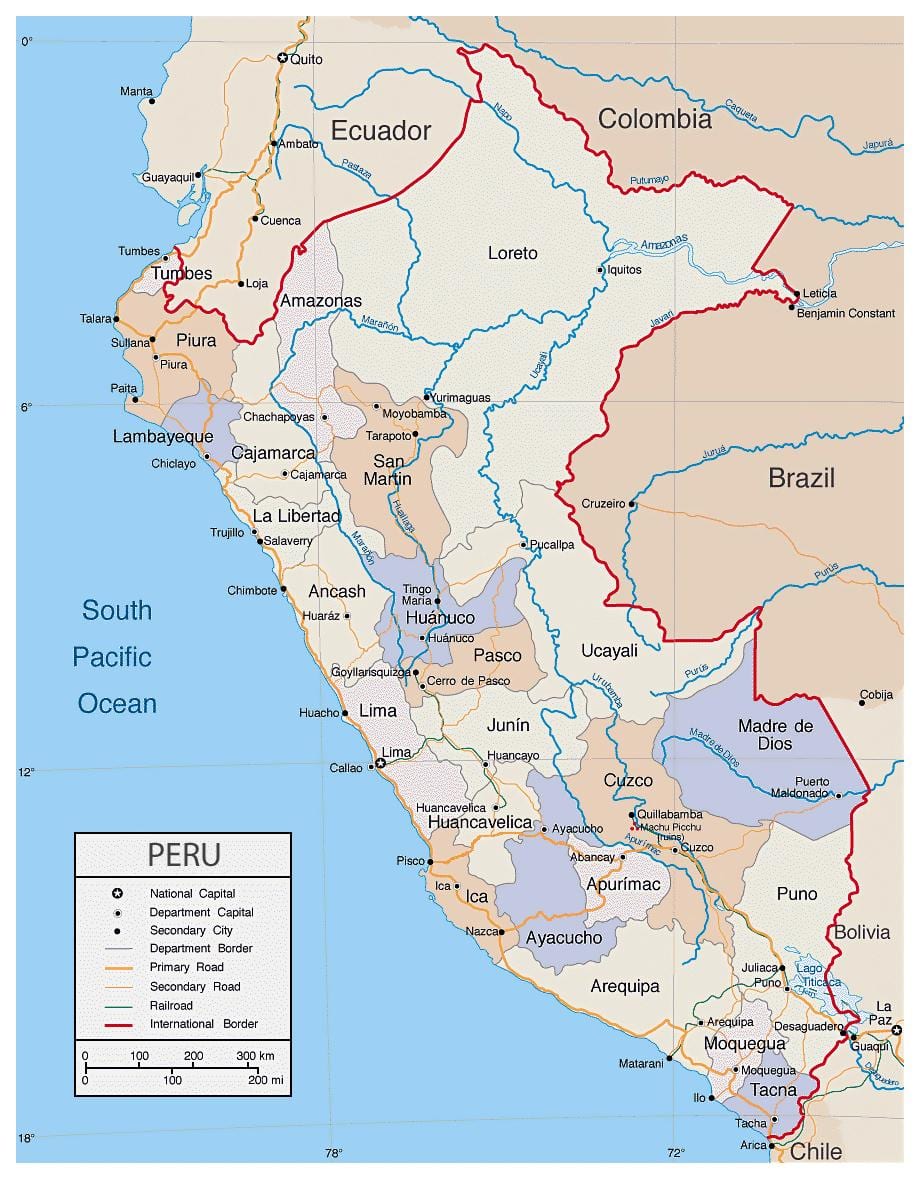 karte detalizētu karti Peru
