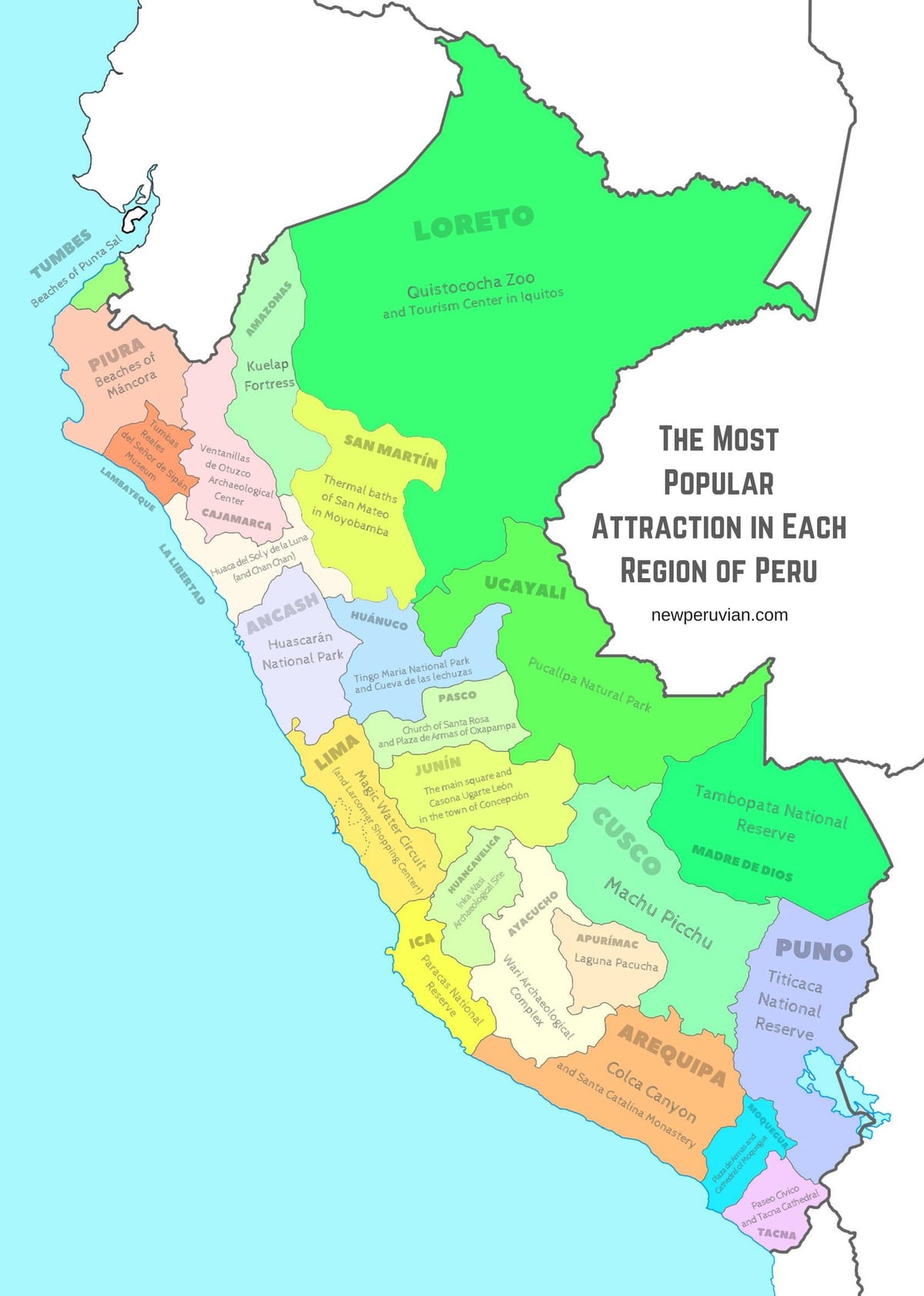 karte Peru tūrisma objektiem