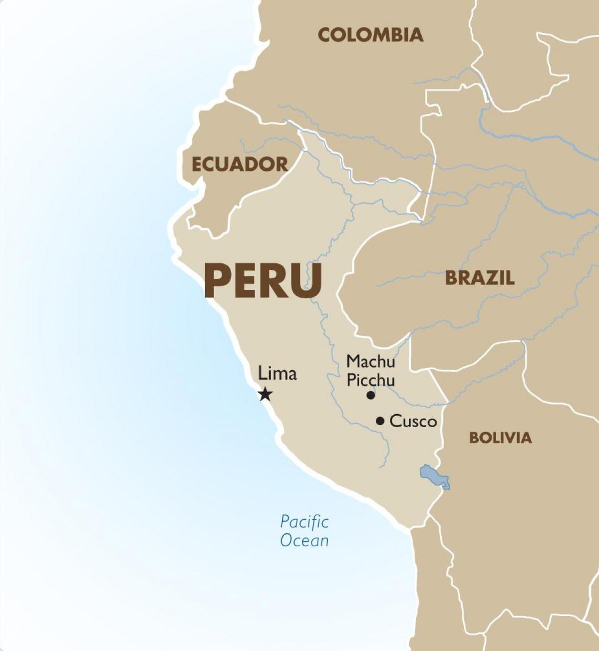 karte Peru un apkārtējām valstīm