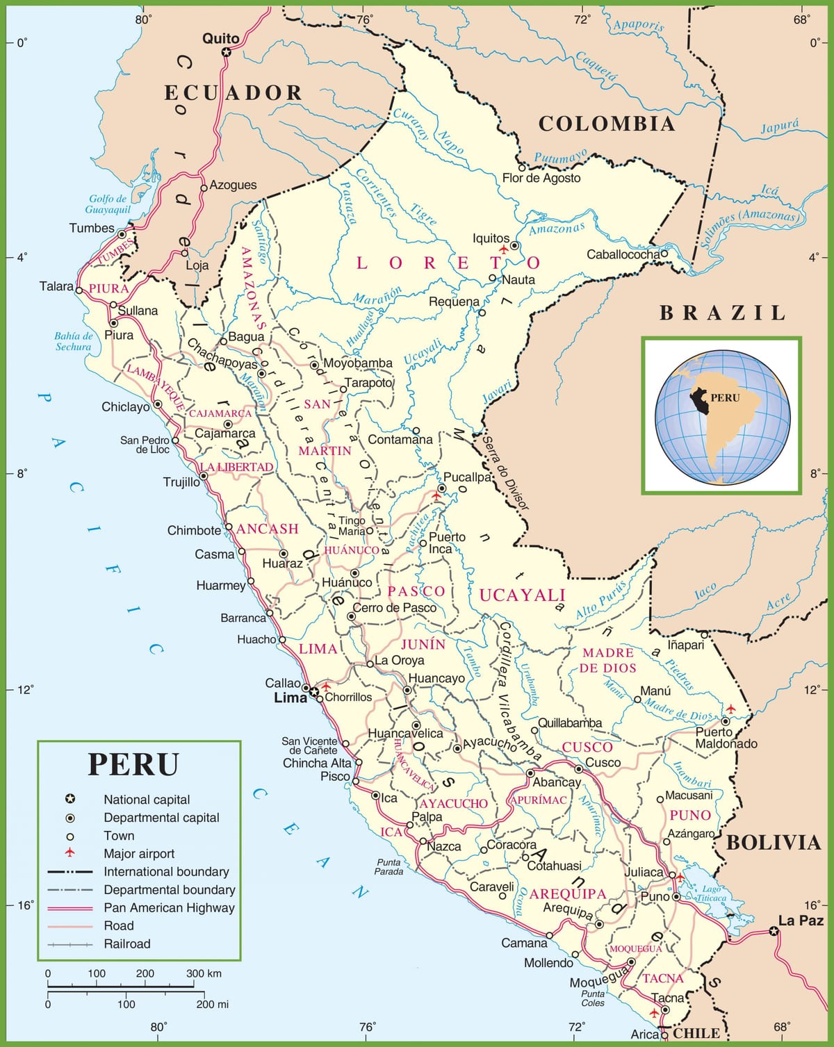 karte politiskā karte Peru