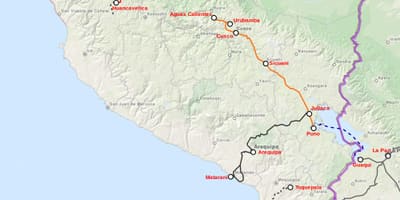 Peru vilcienu karte
