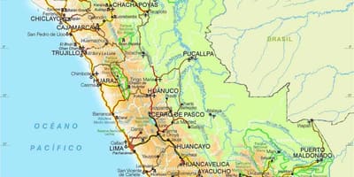 Andes kalnos Peru karte
